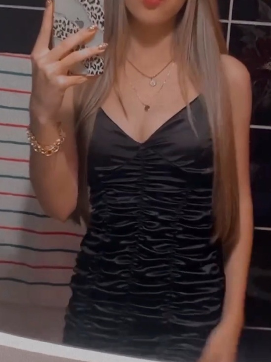 Dresses & Skirts - Black Ruched Satin Slip Dress. Size: XS Color: black